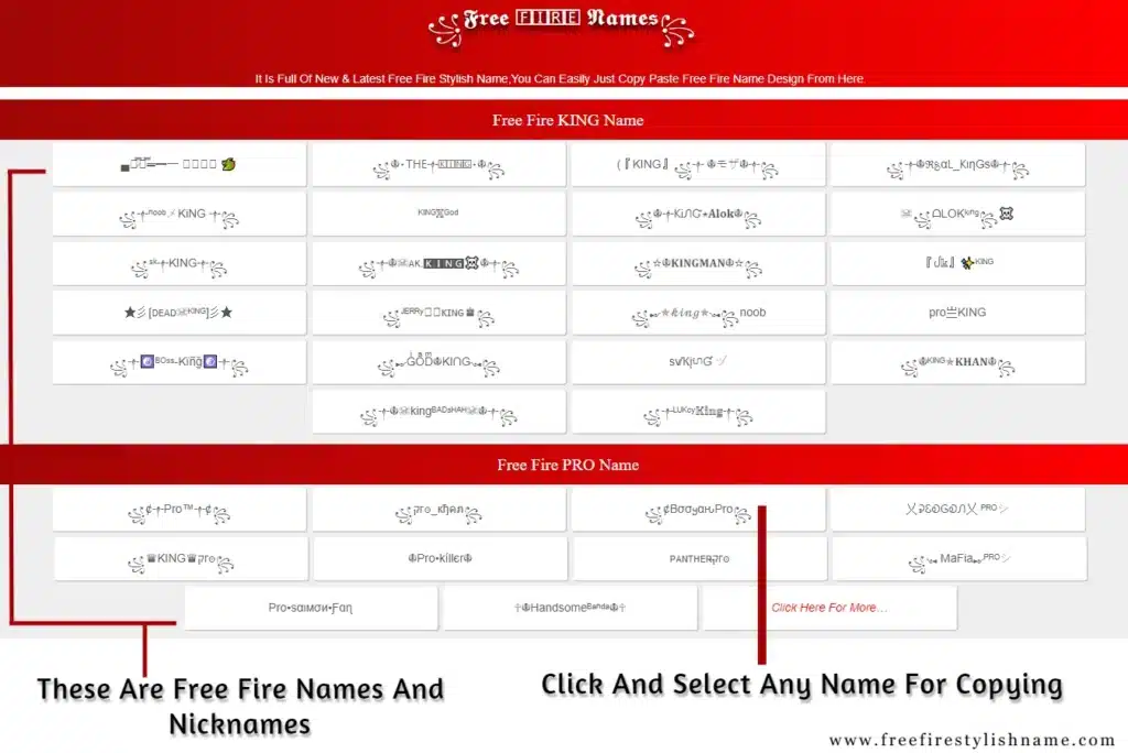 Stylish Name For Free Fire