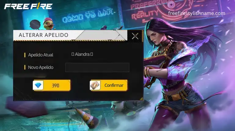 Espaço Invisível - Alterar Apelido no Free Fire