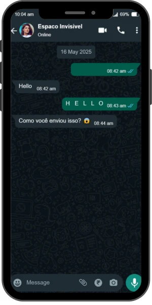 Espaço Invisível - Enviar mensagem vazia no WhatsApp